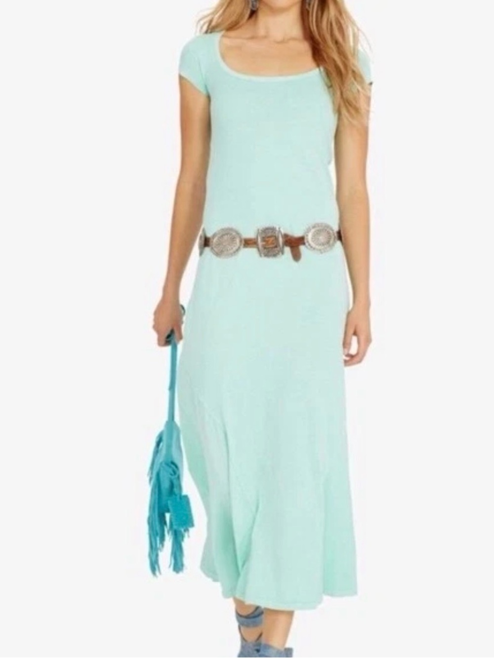 Polo by Ralph Lauren Mint Scoop Neck Short Sleeve Maxi Dress